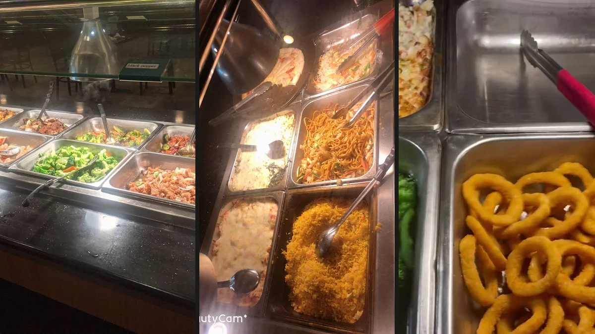 Buffet trays with seafood and hibachi options