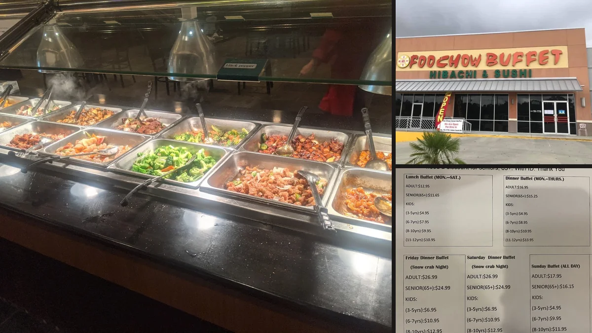 Rows of hot dishes in an Asian buffet